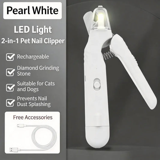 Pet Nail Clippers with LED Light & Built-In Nail Grinder – 2-In-1 Dog Cat Nail Trimmer with Illuminated Blade, Low Noise Electric File, Safety Guard & Catcher | Professional Grooming Tool for Small Medium Large Pets Summervibes Petlovers